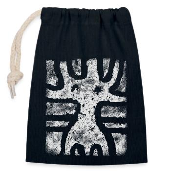 Native Abstract Art - Cave Painting - Closable cotton gift bag (14x20cm) - navy - Front