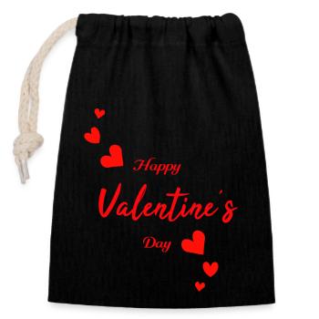 Happy Valentine - Closable cotton gift bag (14x20cm) - black - Front