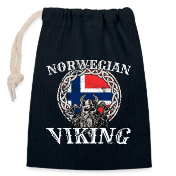Viking norvégien Drapeau de la Norvège Proud Viking - Sac cadeau en coton avec cordon (14 x 20 cm) - bleu marine - Devant