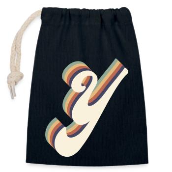 letter y - Closable cotton gift bag (14x20cm) - navy - Front