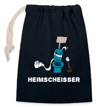 Heimscheisser WC Klo - Verschließbarer Geschenkbeutel aus Baumwolle (14x20cm) - Navy - Vorne