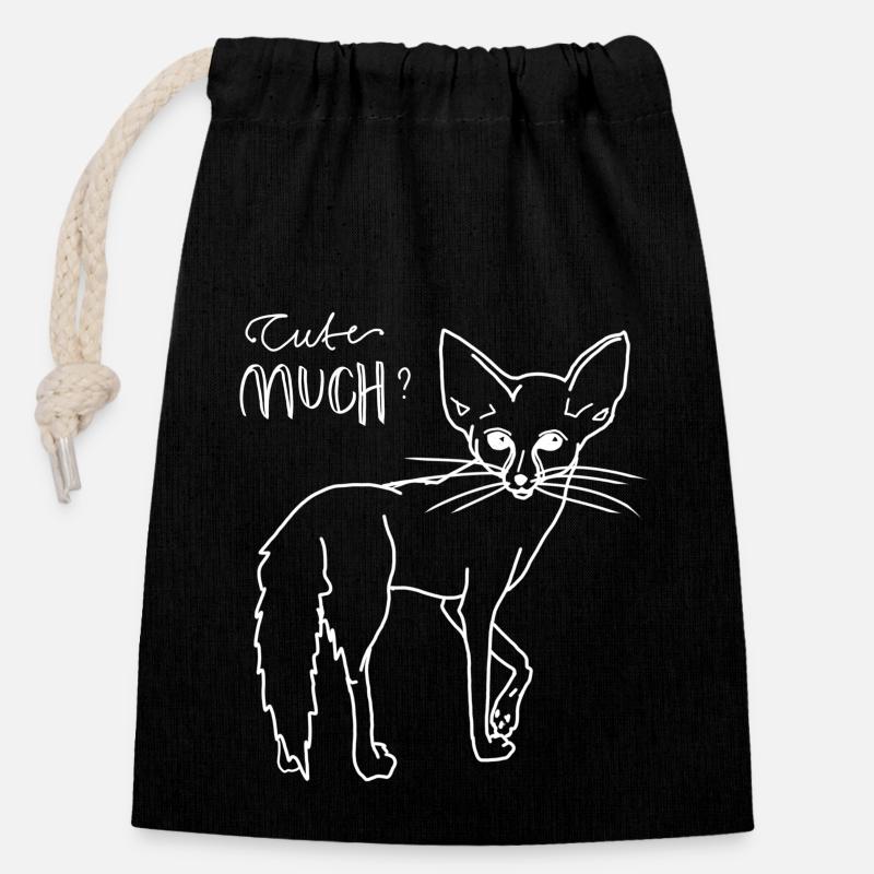 Mignon beaucoup? - Petit Renard du désert - Sac cadeau en coton avec cordon (14 x 20 cm) - noir