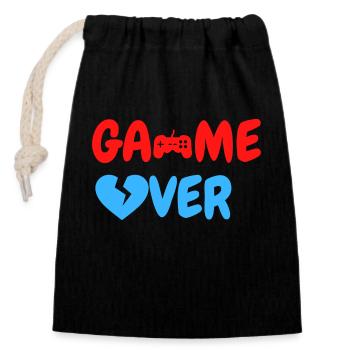 Game Over - Verschließbarer Geschenkbeutel aus Baumwolle (14x20cm) - Schwarz - Vorne