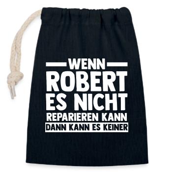 Robert - Sac cadeau en coton avec cordon (14 x 20 cm) - bleu marine - Devant