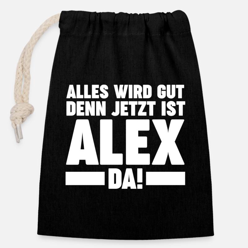 Alex - Verschließbarer Geschenkbeutel aus Baumwolle (14x20cm) - Schwarz