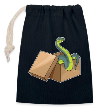 Schlange Karton - Verschließbarer Geschenkbeutel aus Baumwolle (14x20cm) - Navy - Vorne