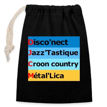Jeux de mots musicale - Sac cadeau en coton avec cordon (14 x 20 cm) - noir - Devant