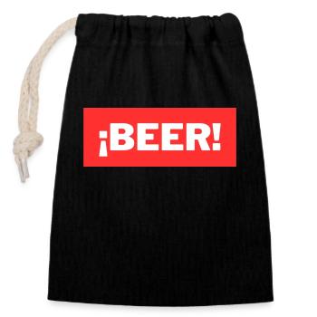 Beer - Verschließbarer Geschenkbeutel aus Baumwolle (14x20cm) - Schwarz - Vorne