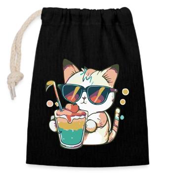 Le chat occasionnel - Sac cadeau en coton avec cordon (14 x 20 cm) - noir - Devant