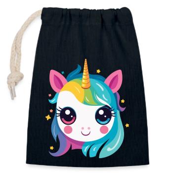 Une licorne arc-en-ciel - Sac cadeau en coton avec cordon (14 x 20 cm) - bleu marine - Devant