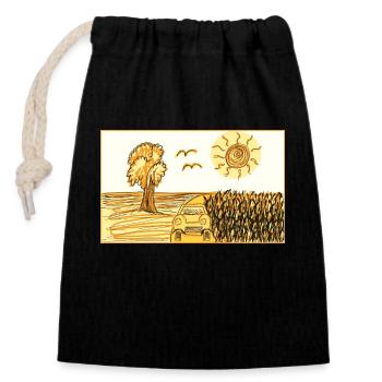 Landscape - Closable cotton gift bag (14x20cm) - black - Front