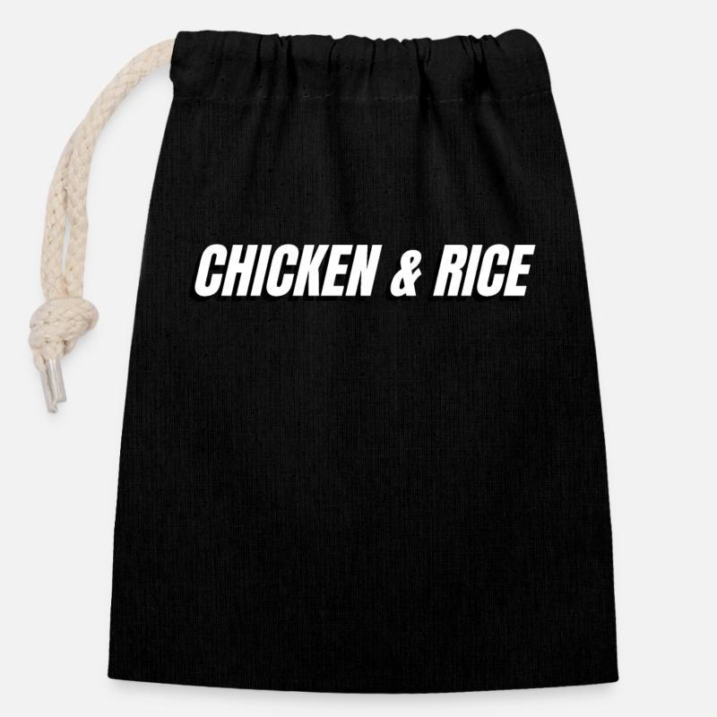 Cicken & Rice - Closable cotton gift bag (14x20cm) - black