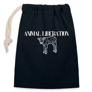 Animal Liberation - Closable cotton gift bag (14x20cm) - navy - Front