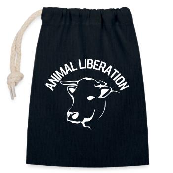 Animal Liberation Kuh - Verschließbarer Geschenkbeutel aus Baumwolle (14x20cm) - Navy - Vorne