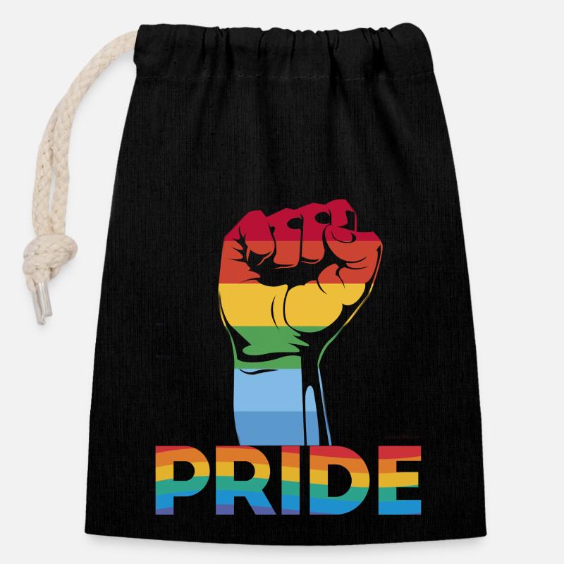 Pride - Closable cotton gift bag (14x20cm) - black
