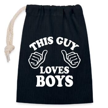 This guy loves boys - Verschließbarer Geschenkbeutel aus Baumwolle (14x20cm) - Navy - Vorne