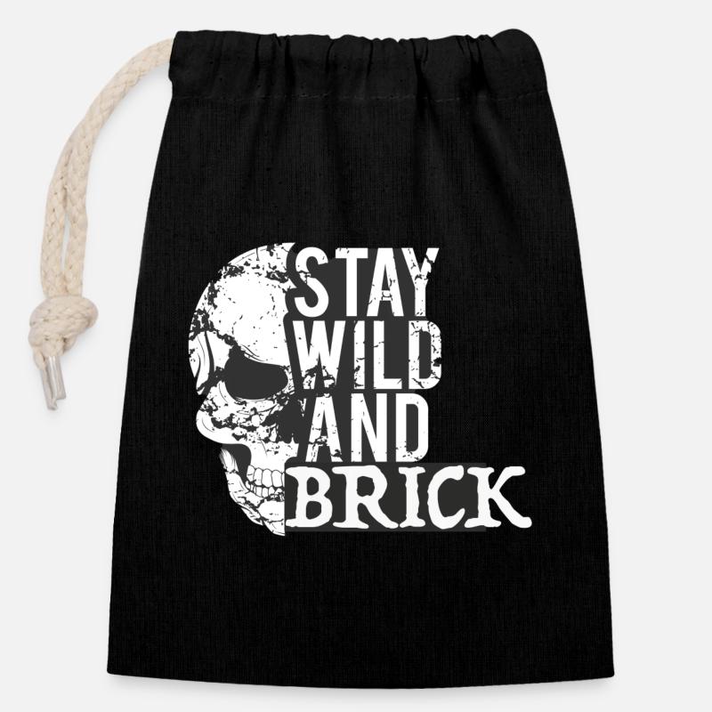 Skull1 - Closable cotton gift bag (14x20cm) - black