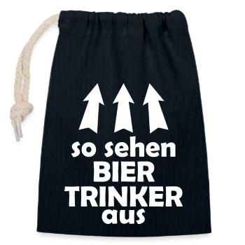 Bier Alkohol Party Getränk - Verschließbarer Geschenkbeutel aus Baumwolle (14x20cm) - Navy - Vorne