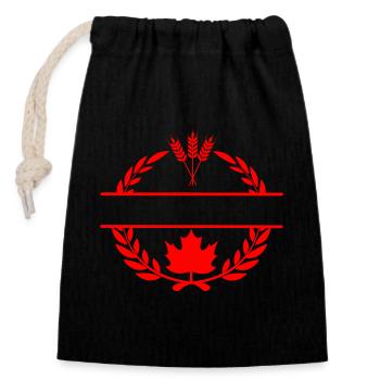 Canada maple leaf grain laurel wreath - Closable cotton gift bag (14x20cm) - black - Front