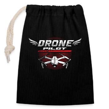Drohnenpilot Whoop Copter FPV UAS Pilot Drone - Verschließbarer Geschenkbeutel aus Baumwolle (14x20cm) - Schwarz - Vorne