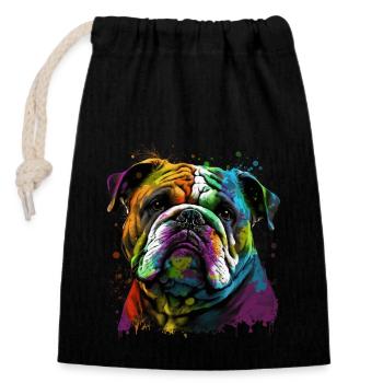 Bouledogue anglais Pop Art I Dog Lover I Splash Art - Sac cadeau en coton avec cordon (14 x 20 cm) - noir - Devant
