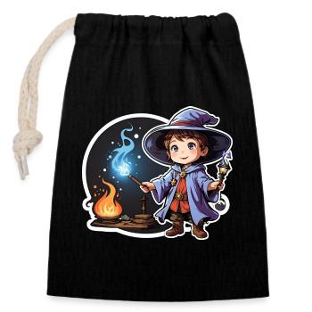 Apprentice Wizard - Closable cotton gift bag (14x20cm) - black - Front