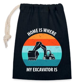 Excavatrice Excavatrice Conducteur Excavatrice Camion - Sac cadeau en coton avec cordon (14 x 20 cm) - bleu marine - Devant