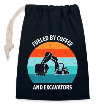 Excavatrice Excavatrice Conducteur Excavatrice Camion - Sac cadeau en coton avec cordon (14 x 20 cm) - bleu marine - Devant