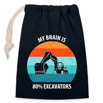 Excavatrice Excavatrice Conducteur Excavatrice Camion - Sac cadeau en coton avec cordon (14 x 20 cm) - bleu marine - Devant