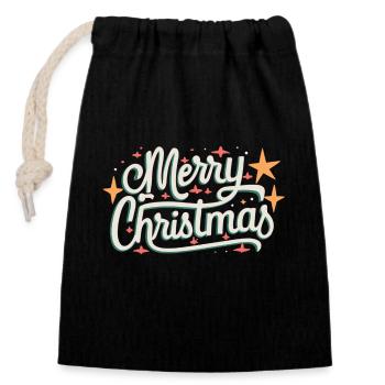 Merry Christmas - Merry Christmas! - Closable cotton gift bag (14x20cm) - black - Front
