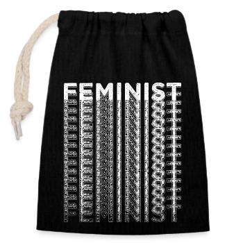 bodypositivity geek smeilie female emancipation - Closable cotton gift bag (14x20cm) - black - Front