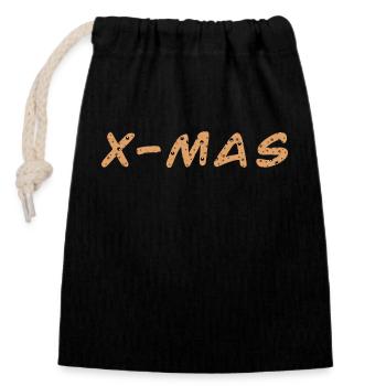 X-MAS & Cookies - Closable cotton gift bag (14x20cm) - black - Front