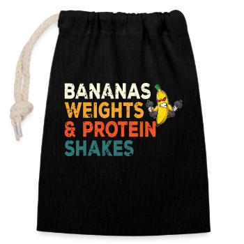 Fitness Banana Workout Routine Training Gym - Closable cotton gift bag (14x20cm) - black - Front