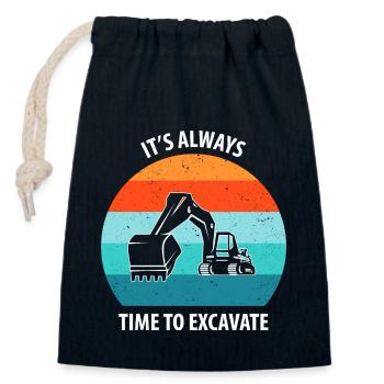 Excavatrice Conducteur d’excavatrice Camion d’excavatrice - Sac cadeau en coton avec cordon (14 x 20 cm) - bleu marine - Devant