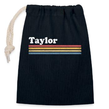Taylor Name Personalized Birthday Christmas - Closable cotton gift bag (14x20cm) - navy - Front