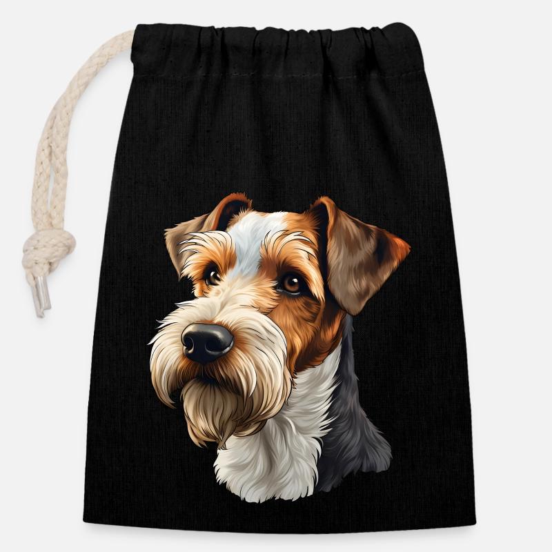 Wire Hair Fox Terrier - Closable cotton gift bag (14x20cm) - black