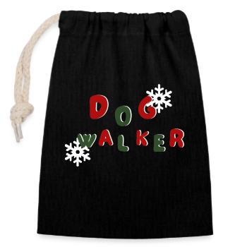 Gassi - Weihnachten - Hundeliebhaber - Dogmas - Verschließbarer Geschenkbeutel aus Baumwolle (14x20cm) - Schwarz - Vorne