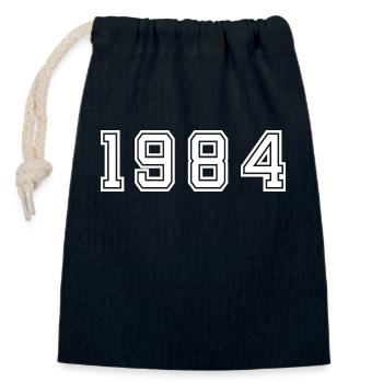 1984 Year - Closable cotton gift bag (14x20cm) - navy - Front