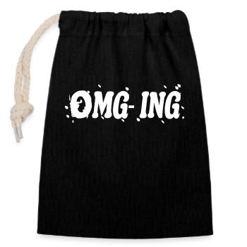 OMG - Saying - Closable cotton gift bag (14x20cm) - black - Front