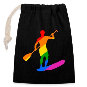 LGBTQ Stand Up Paddling - Closable cotton gift bag (14x20cm) - black - Front