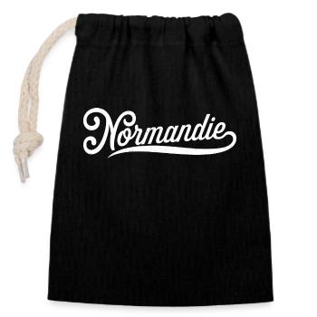 Normandie - Sac cadeau en coton avec cordon (14 x 20 cm) - noir - Devant