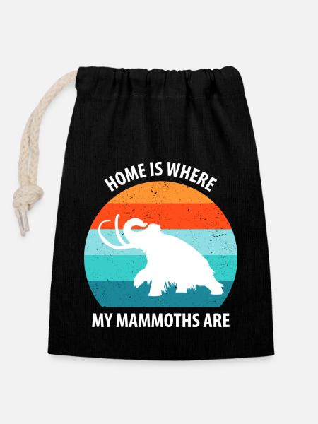 Funny Mammoth Stone Age Ice Age Design Prehistoric - Closable cotton gift bag (14x20cm) - black