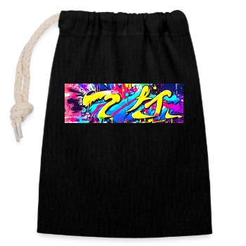 Graffiti Farbe Fleck Streetart - Verschließbarer Geschenkbeutel aus Baumwolle (14x20cm) - Schwarz - Vorne