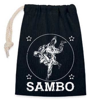 Sambo Wrestling Self Defense USSR Sports - Closable cotton gift bag (14x20cm) - navy - Front