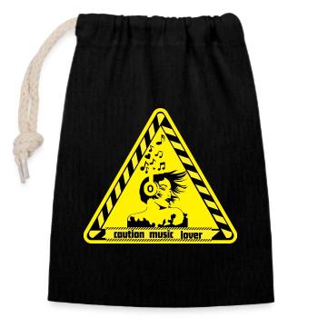 Warning sign for music lovers - Closable cotton gift bag (14x20cm) - black - Front