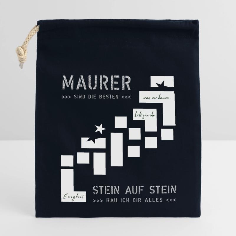 Mur Construction Construction Maison Constructeur Sac cadeau en coton avec cordon (14 x 20 cm)