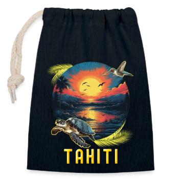 Tahiti Französisch-Polynesien Sonnenschildkröte - Verschließbarer Geschenkbeutel aus Baumwolle (14x20cm) - Navy - Vorne