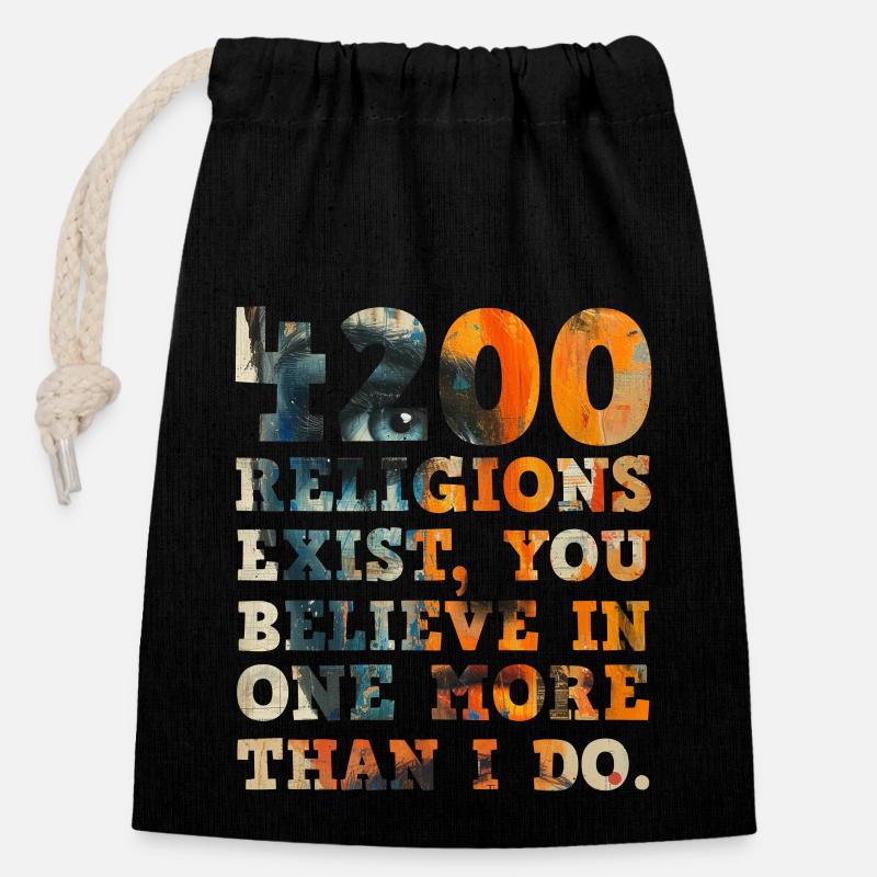 4200 Religionen existieren - Verschließbarer Geschenkbeutel aus Baumwolle (14x20cm) - Schwarz