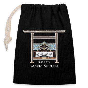 Tokyo, Torii and Haiden Drawing, Yasukuni-jinja - Closable cotton gift bag (14x20cm) - black - Front
