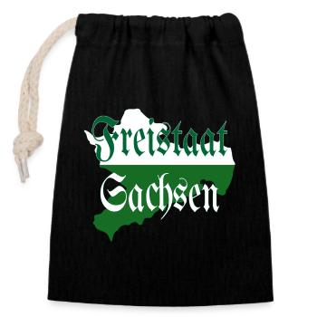 État libre de Saxe vert blanc - Sac cadeau en coton avec cordon (14 x 20 cm) - noir - Devant